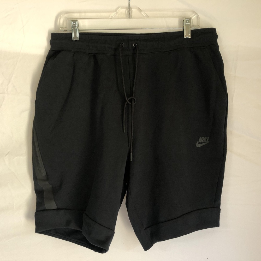 Nike Shorts Mens Large Black Fleece Sweat 9 Inseam Zip Pocket Gym 805160-010